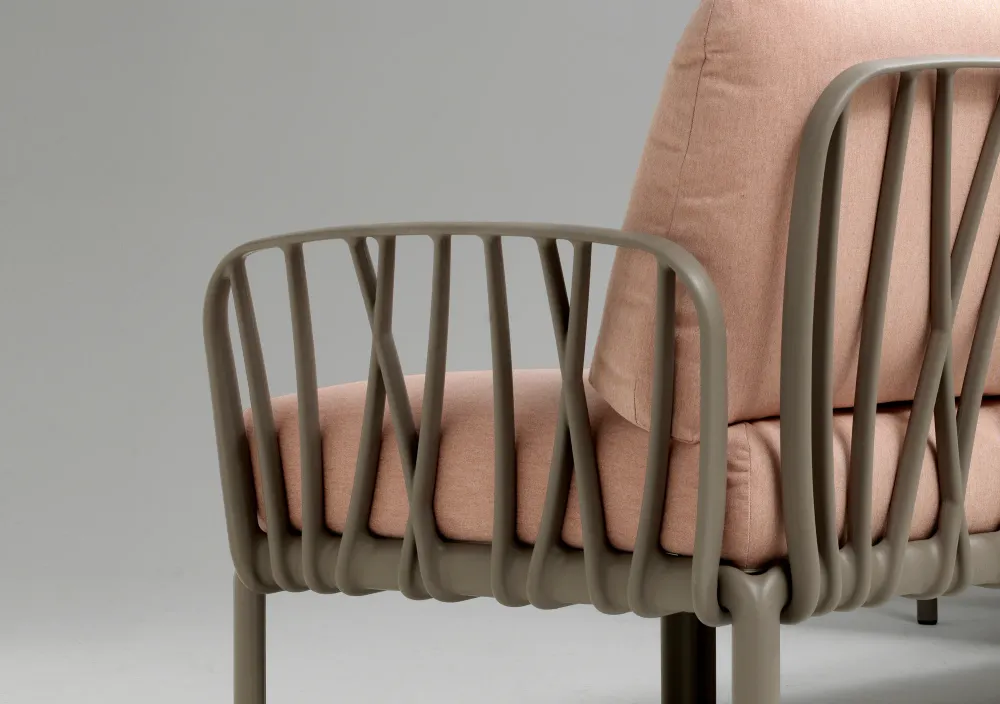 Zelené venkovní křeslo KOMODO Sunbrella® s taupe podstavou