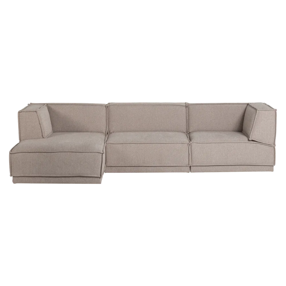 Beige šenilový levostranný rohový gauč MANU