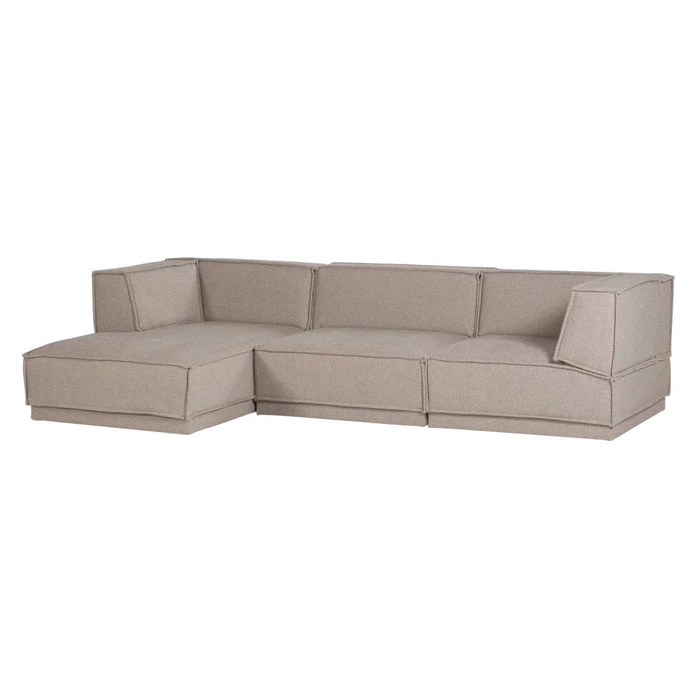 Beige šenilový levostranný rohový gauč MANU