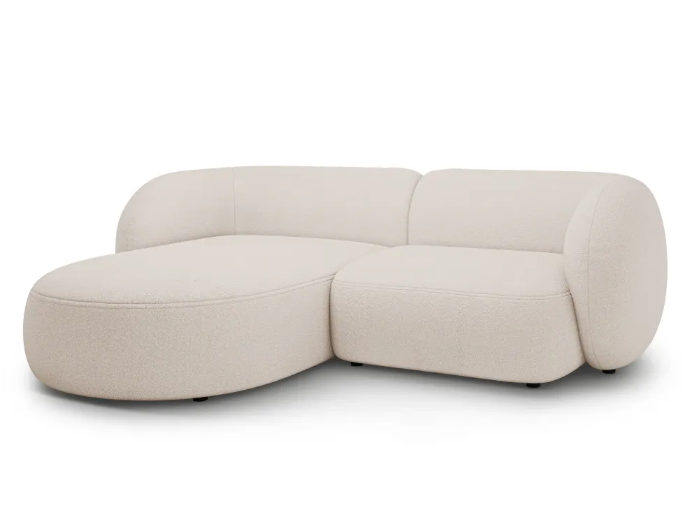 Bežový boucle levostranný rohový gauč pro 2 osoby KATE