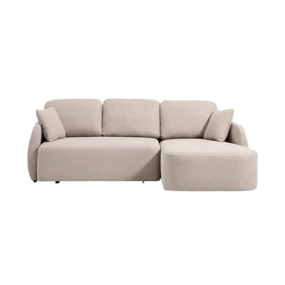 Bežový pravostranný rohový gauč pro 3 osoby s funkcí spaní LAIRA