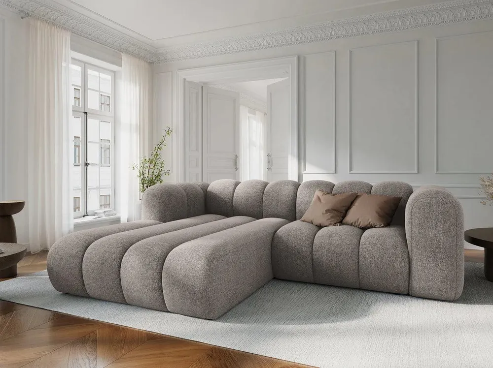 Bežový szenilový rohový gauč pro 3 osoby LUPINE levý