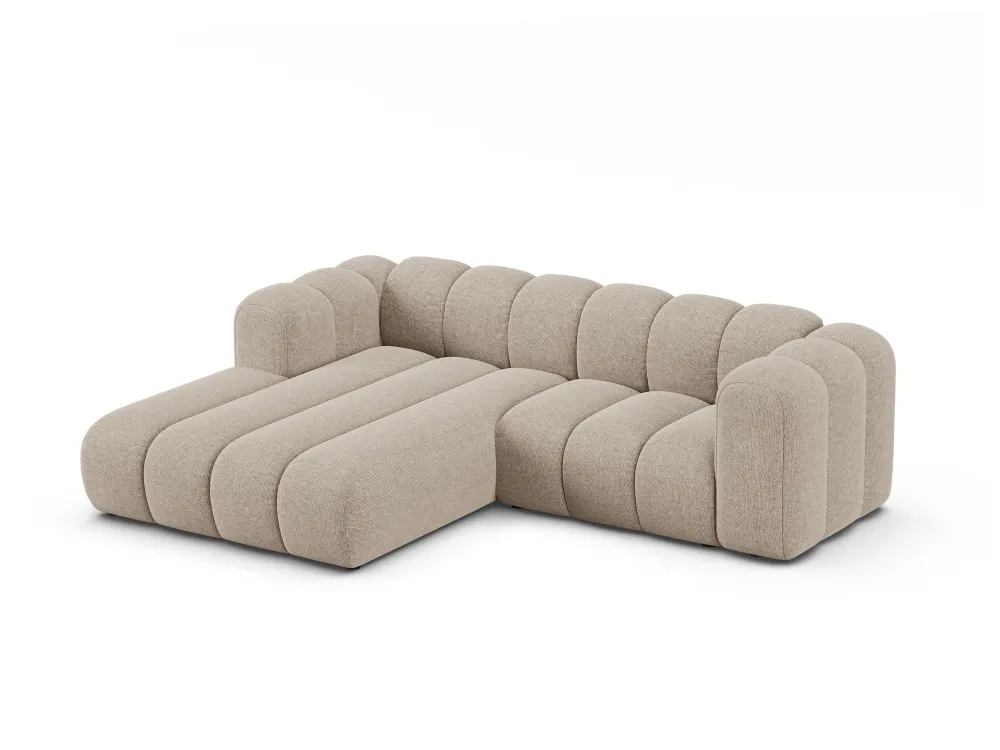 Bežový szenilový rohový gauč pro 3 osoby LUPINE levý