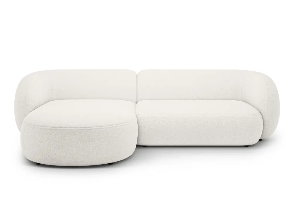 Bílý boucle levostranný rohový gauč pro 3 osoby KATE