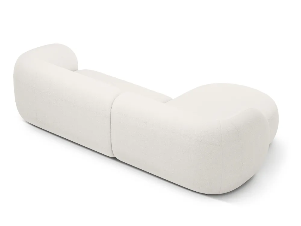 Bílý boucle levostranný rohový gauč pro 3 osoby KATE