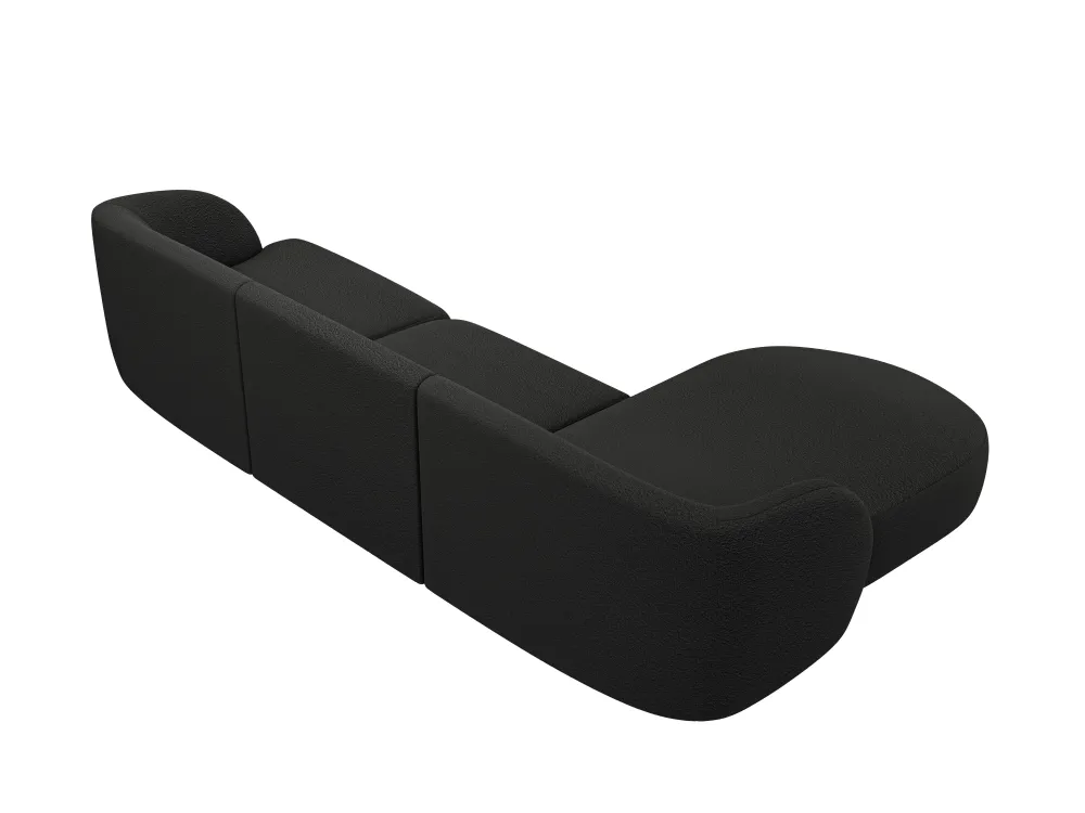 Černý boucle rohový gauč pro 4 osoby MILEY levý