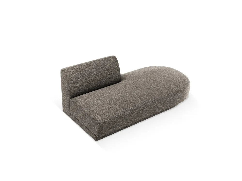 Šedý hedvábný šenilový pravostranný dvoumístný szezlong MILEY