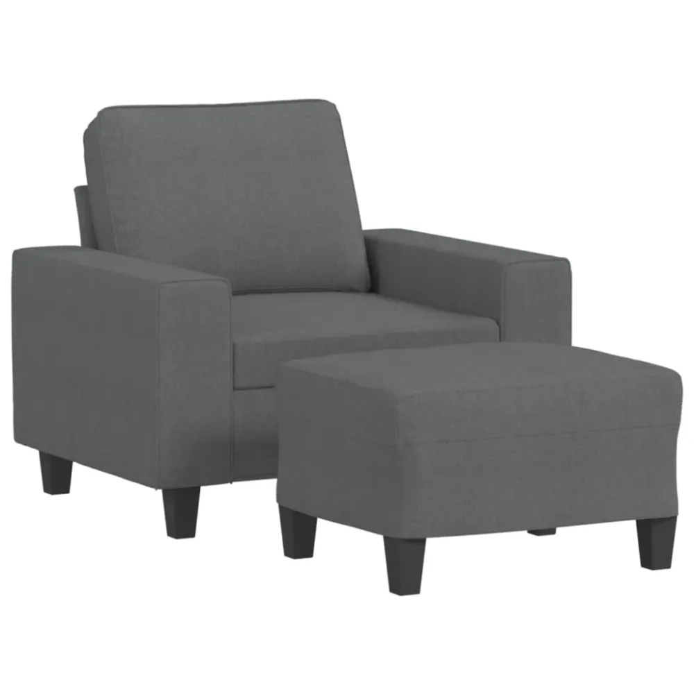 Křeslo s podnožkou tmavě šedé 60 cm textil