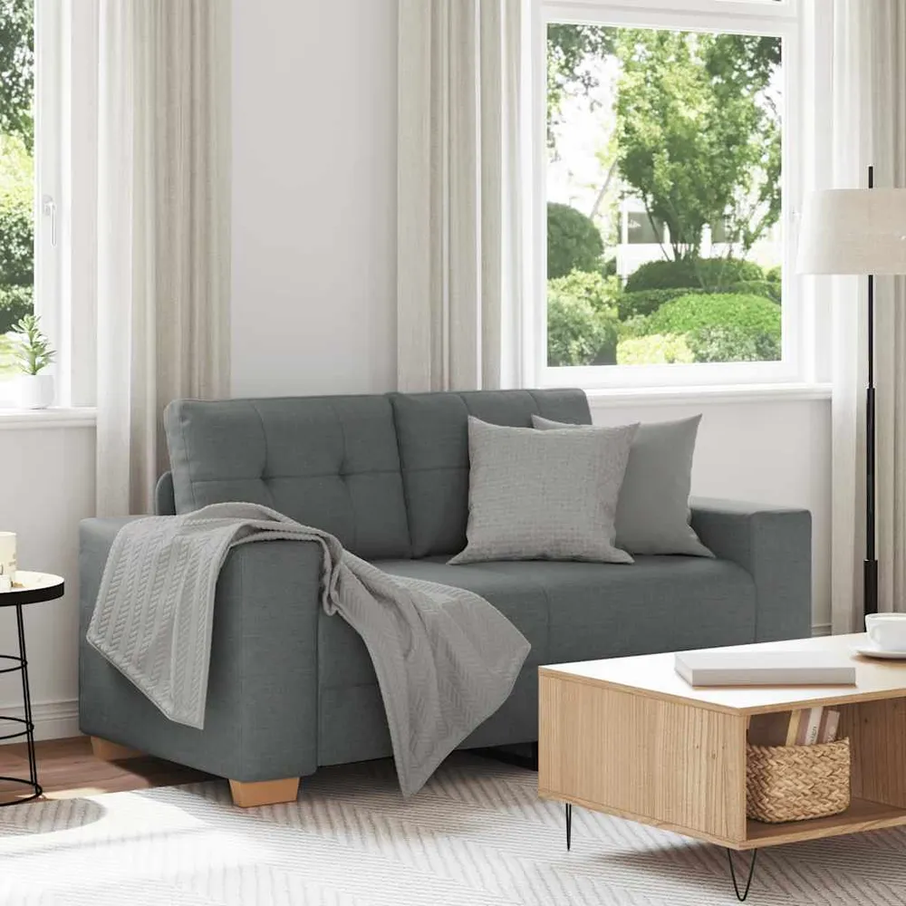 Loveseat sofa dark grey 120 cm fabric