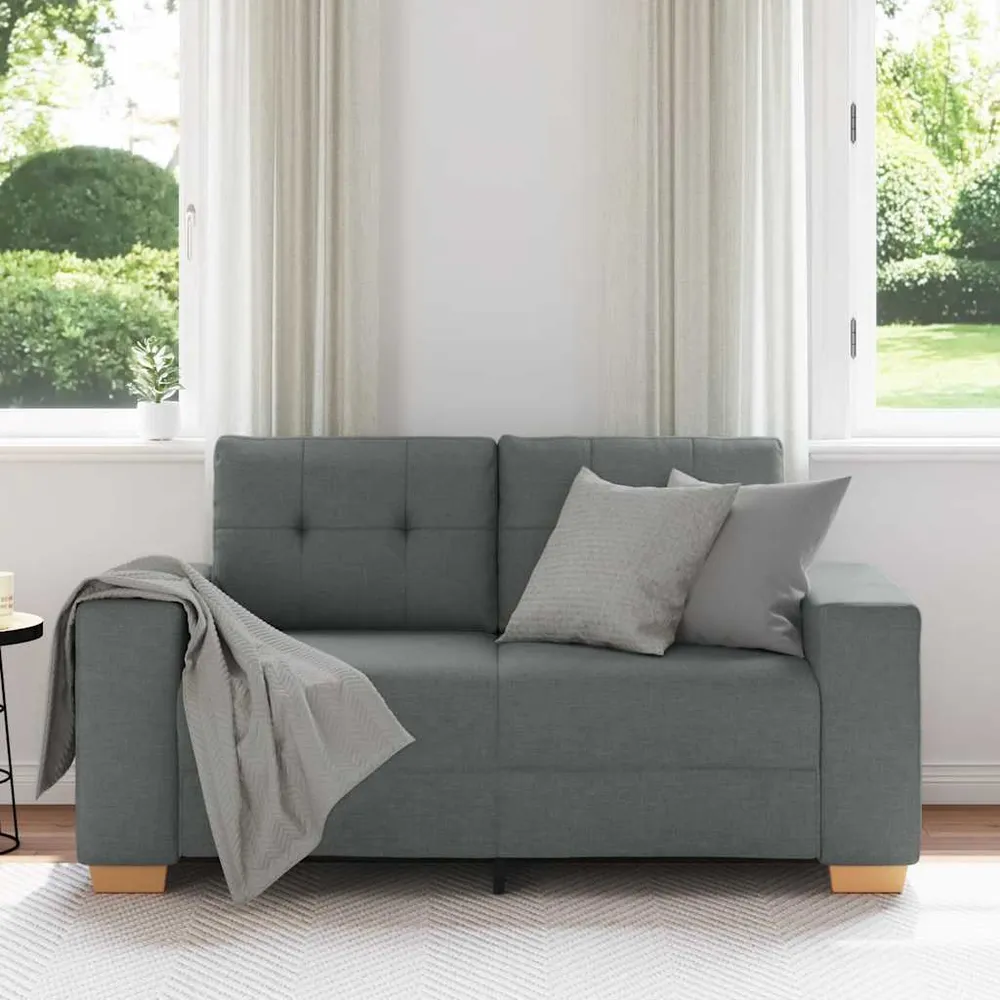 Loveseat sofa dark grey 120 cm fabric