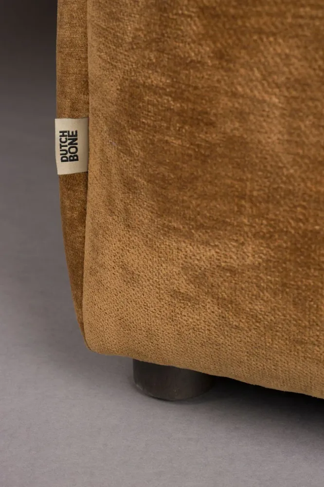 Modulární pohovka HACKMAN - pravý koncový prvek v barvě koňaku z sametu