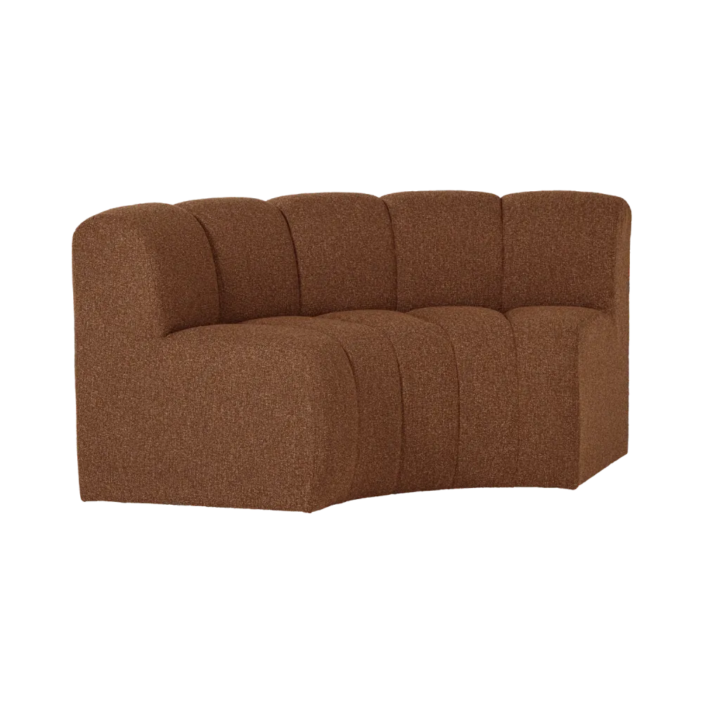 Modulární pohovka MOJO BENCH - rohový prvek půlkruhový cihlově hnědý bouclé