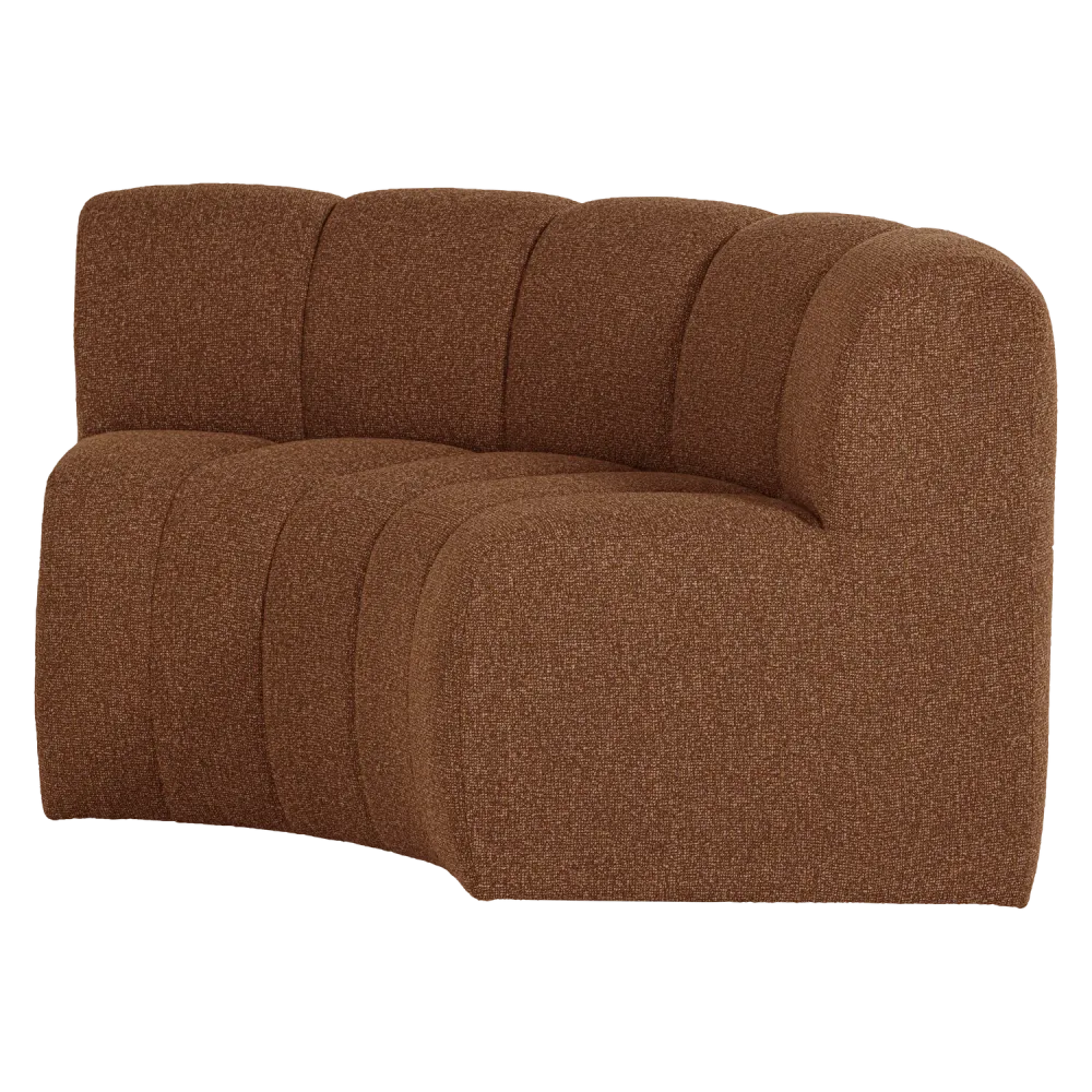 Modulární pohovka MOJO BENCH - rohový prvek půlkruhový cihlově hnědý bouclé