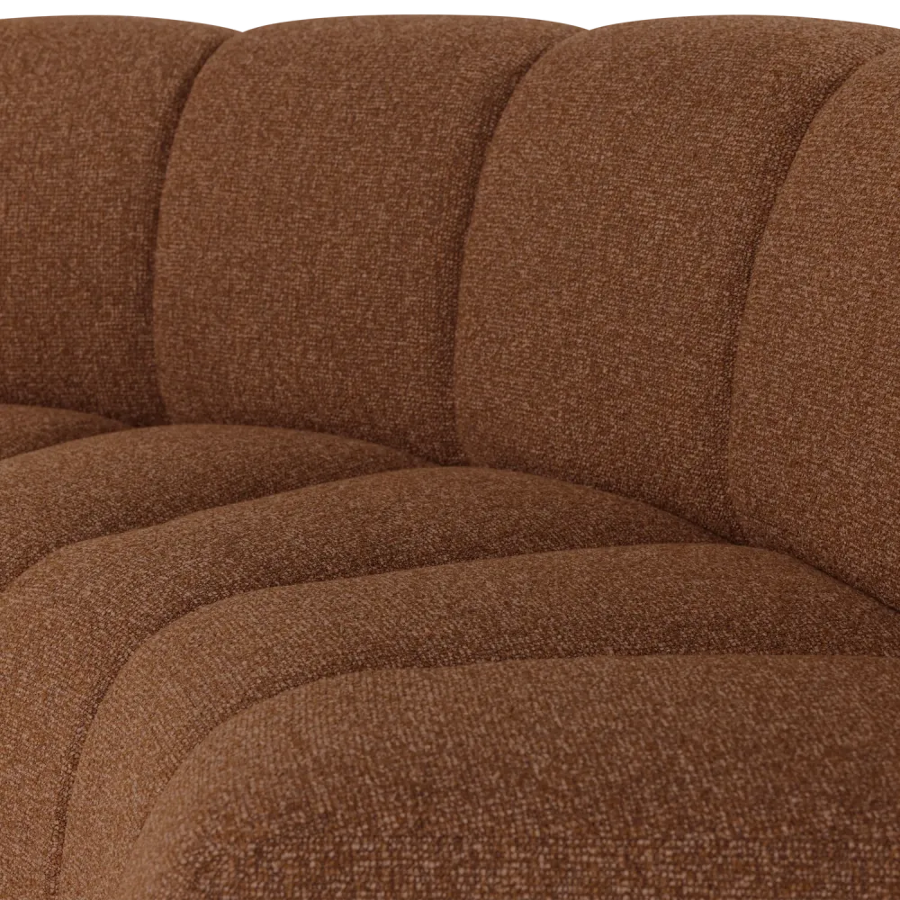 Modulární pohovka MOJO BENCH - rohový prvek půlkruhový cihlově hnědý bouclé