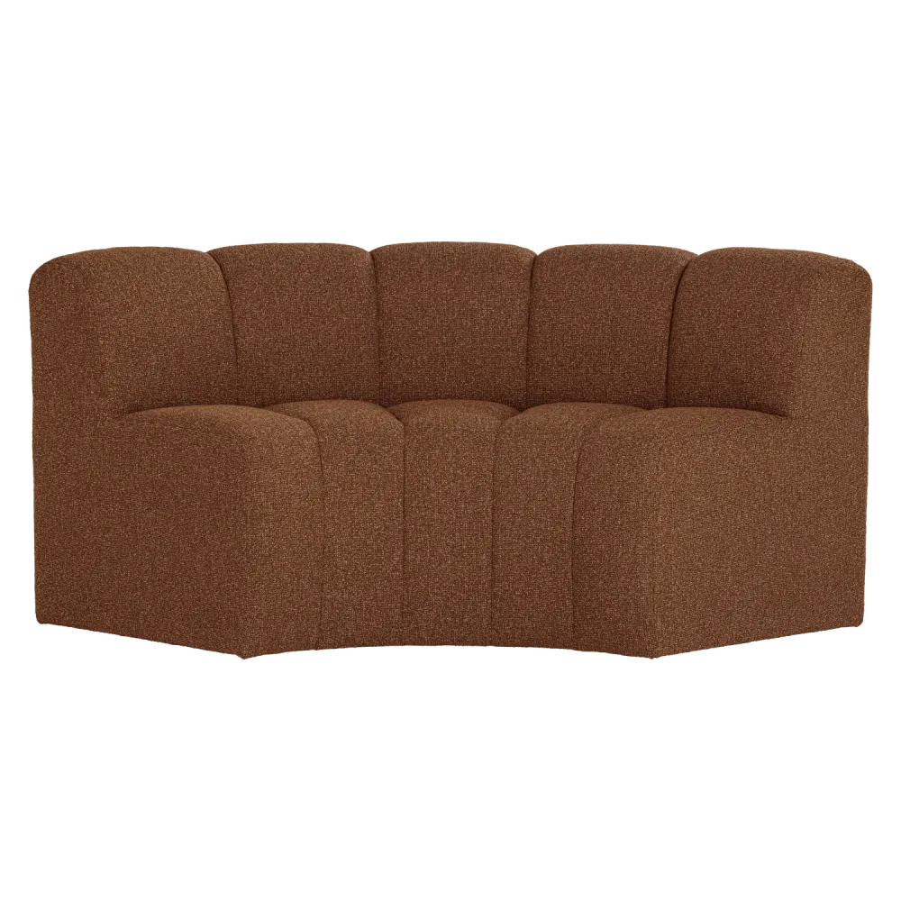 Modulární pohovka MOJO BENCH - rohový prvek půlkruhový cihlově hnědý bouclé