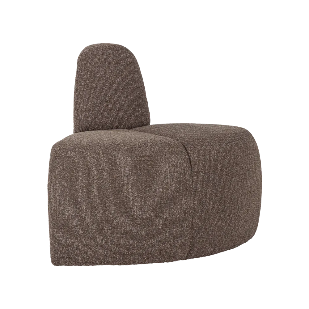 Modulární pohovka MOJO BENCH - zaoblený rohový prvek hnědý bouclé