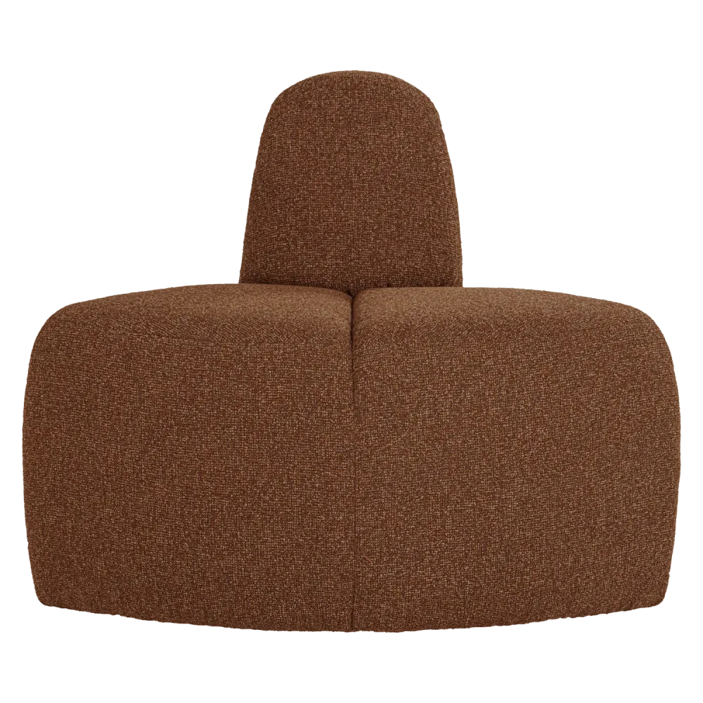 Modulární pohovka MOJO BENCH - zaoblený rohový prvek cihlově hnědý bouclé