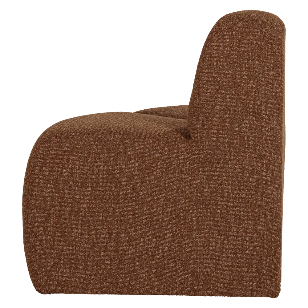 Modulární pohovka MOJO BENCH - zaoblený rohový prvek cihlově hnědý bouclé