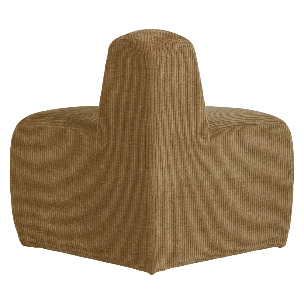 Modulární pohovka MOJO BENCH - zaoblený rohový prvek medový kordurovým materiálem