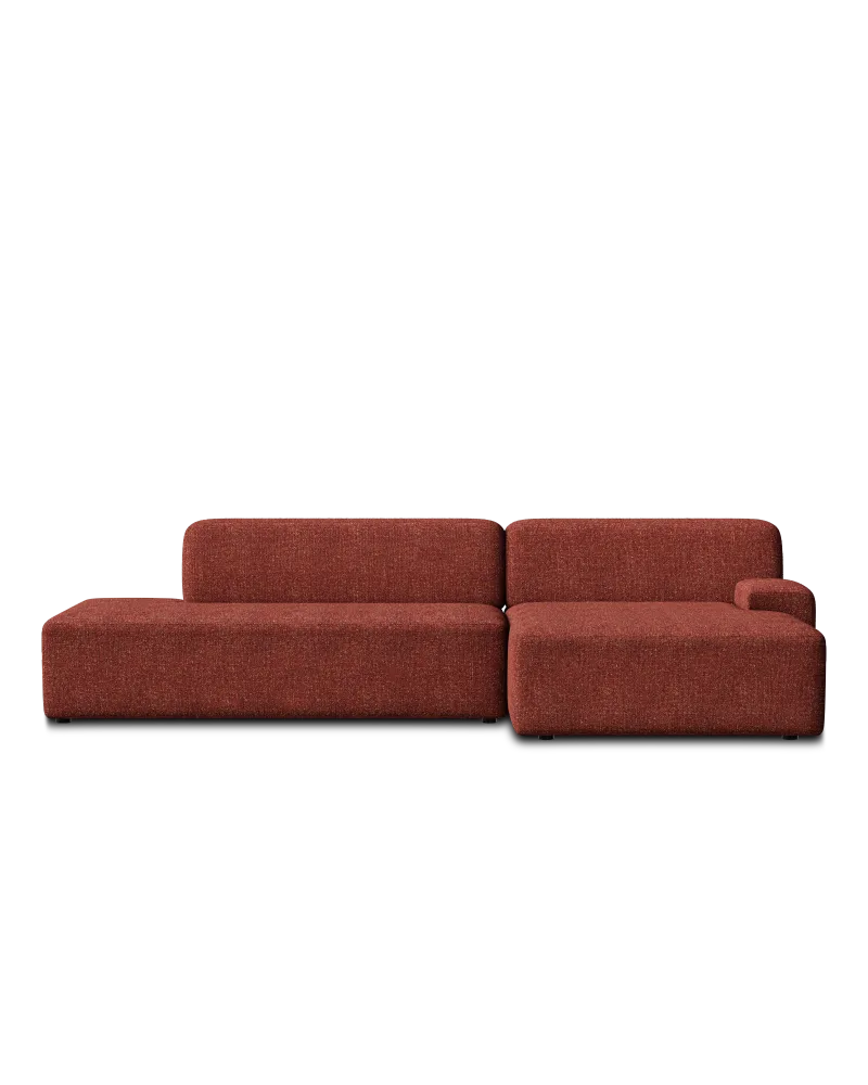 Modulární rohová pohovka otevřená pravostranná UMI kaštanově červená