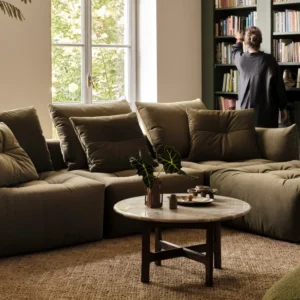 Modulární rohová sedačka pro 4 osoby pravostranná BLOOM tmavě béžový šenil