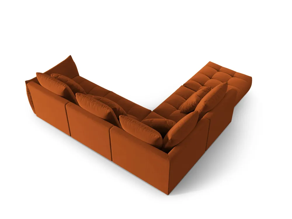 Modulární sametový rohový gauč pro 4 osoby levý BLOOM terrakota