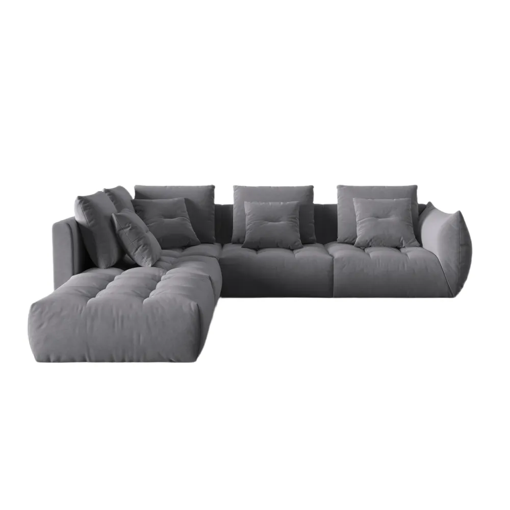 Modulární sametový rohový gauč pro 4 osoby levý BLOOM tmavě šedý