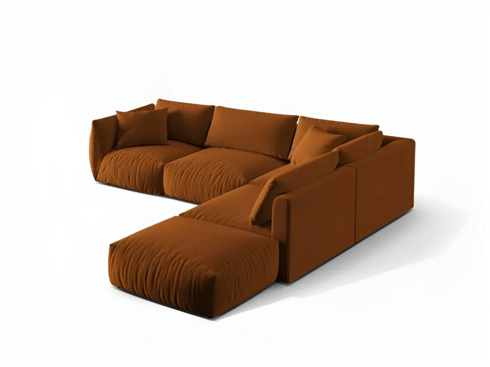 Modulární sametový rohový gauč pro 4 osoby pravý CHRIS terracotta