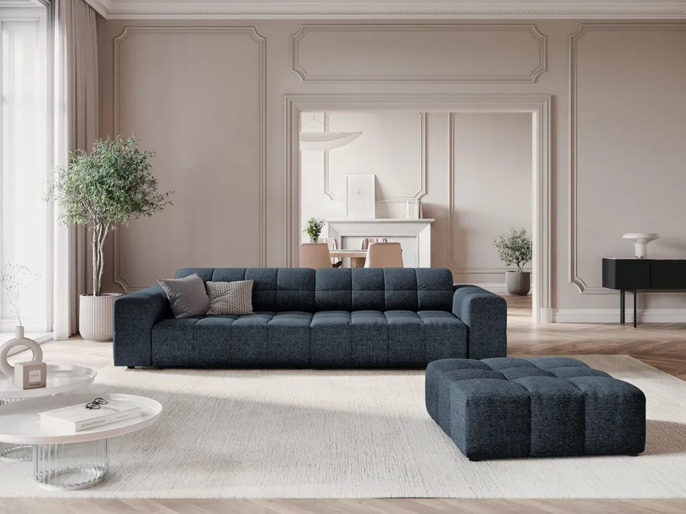 Pohovka pro 4 osoby CHICAGO modrý šenil