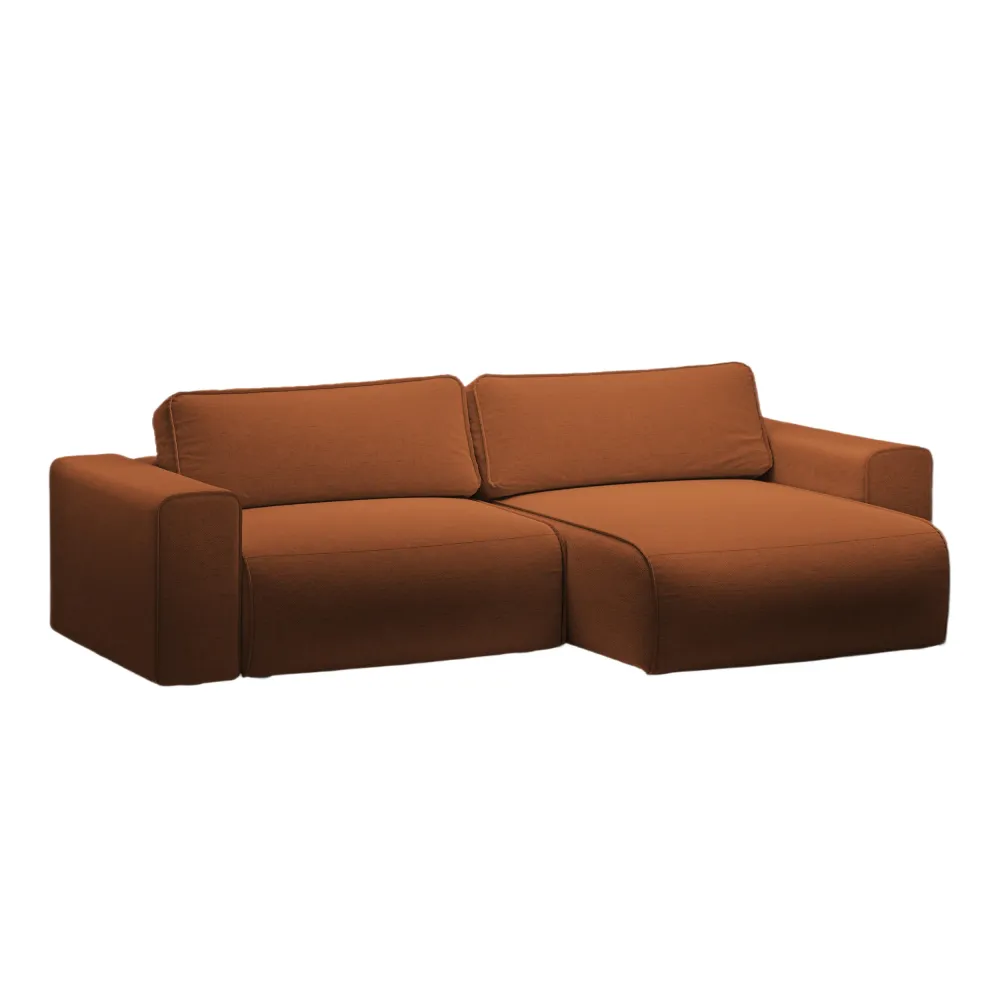 Pravostranný rohový 3-místný gauč s funkcí spaní VICTOR cihlový šenil