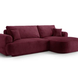 Pravostranný rohový gauč s funkcí spaní ELLA burgundský