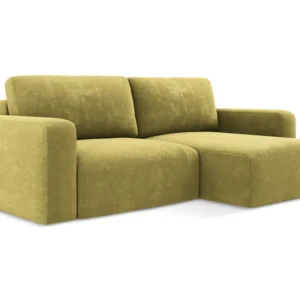 Pravostranný rohový gauč s funkcí spaní KONA limetkově zelený šenil