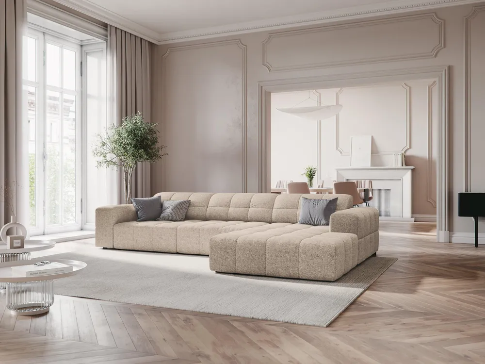 Pravostranný rohový gauč pro 4 osoby CHICAGO béžový šenil