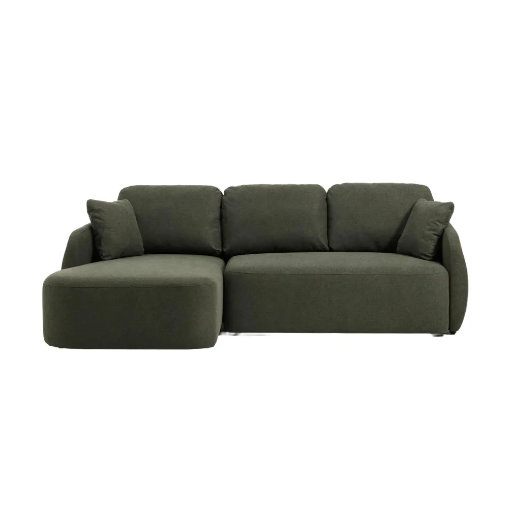 Rohová pohovka levostranná 3-místná s funkcí spaní LAIRA tmavě zelená