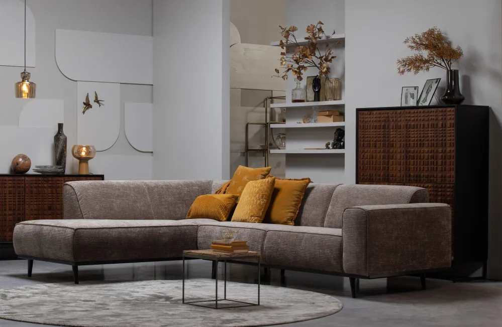 Rohová sedačka STATEMENT jasně hnědý melír