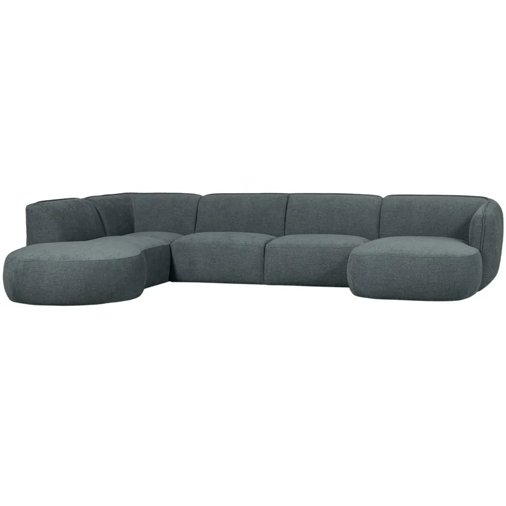 Rohová sedačka ve tvaru U levostranná POLLY mořská
