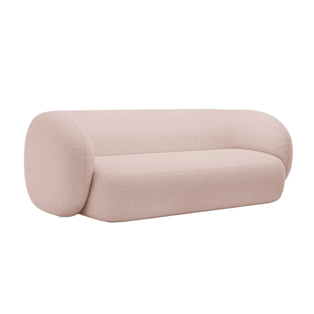 Růžová boucle pohovka pro 3 osoby KATE