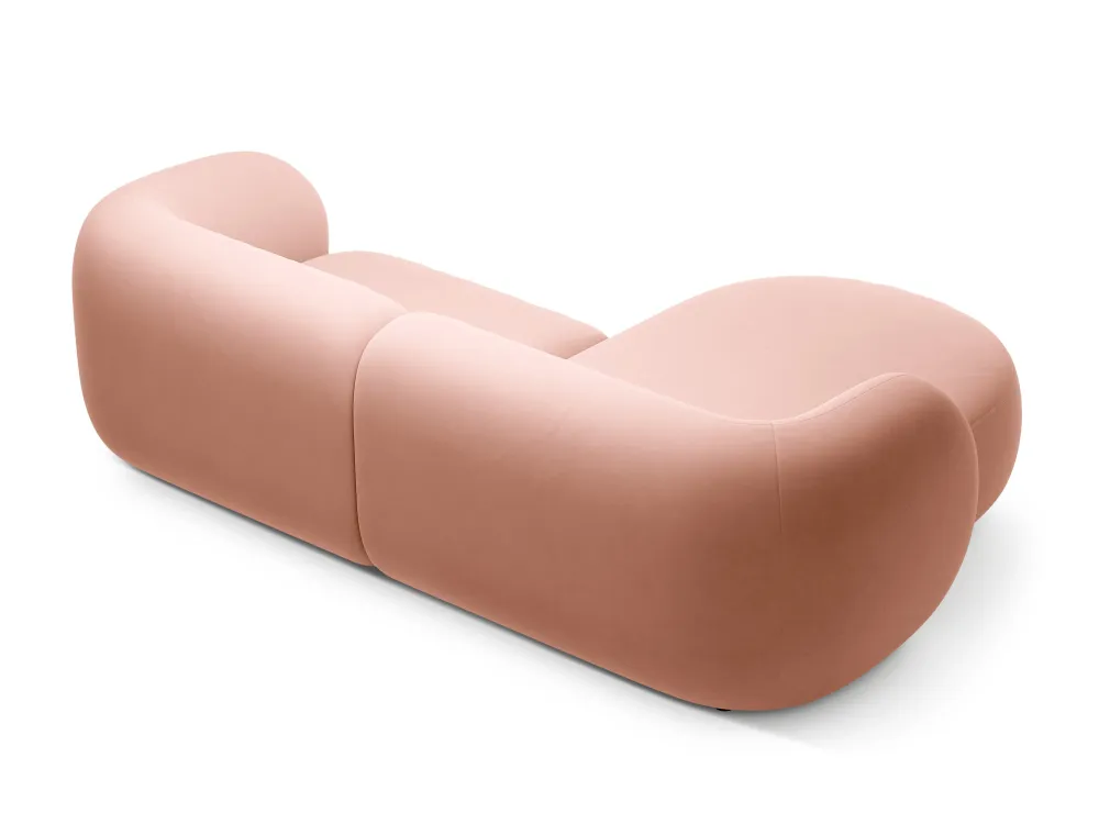 Růžový sametový rohový gauč pro 2 osoby KATE vlevo