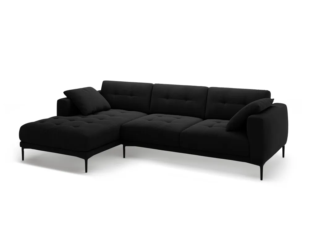 Sametový rohový gauč BEMY levý černý