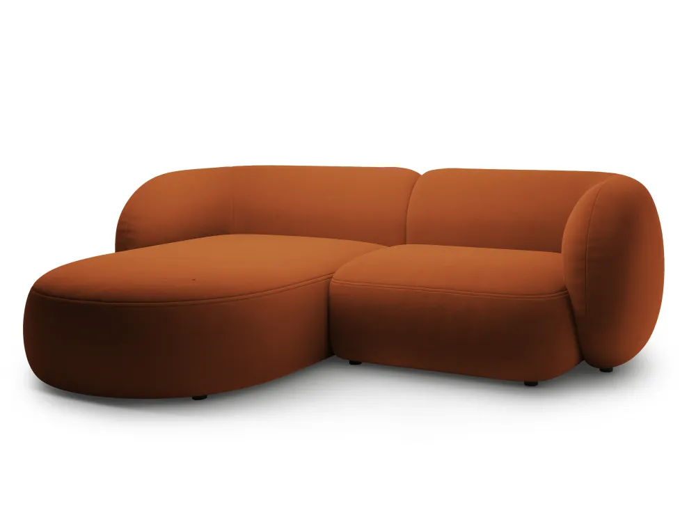 Sametový rohový gauč levostranný pro 2 osoby KATE terracotta
