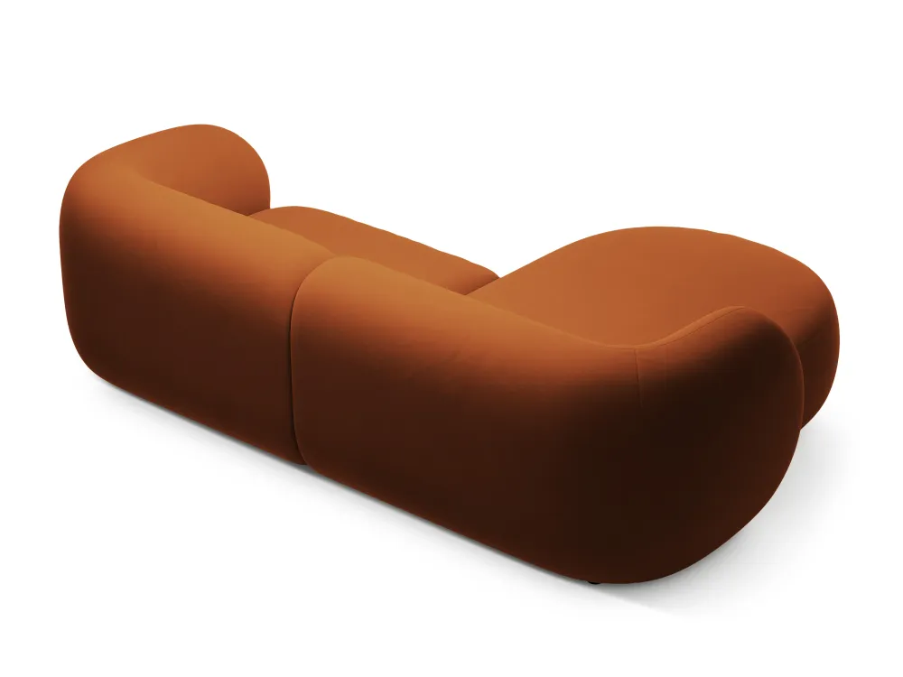 Sametový rohový gauč levostranný pro 2 osoby KATE terracotta