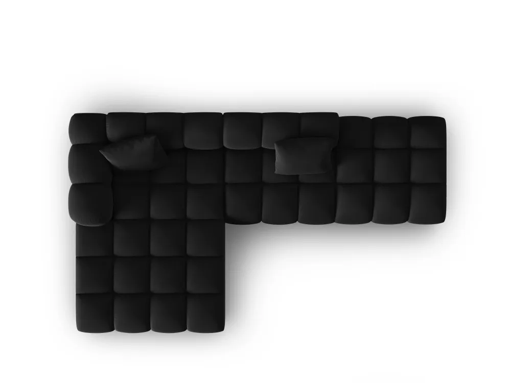 Sametový rohový gauč pro 5 osob levý HALLEY černý
