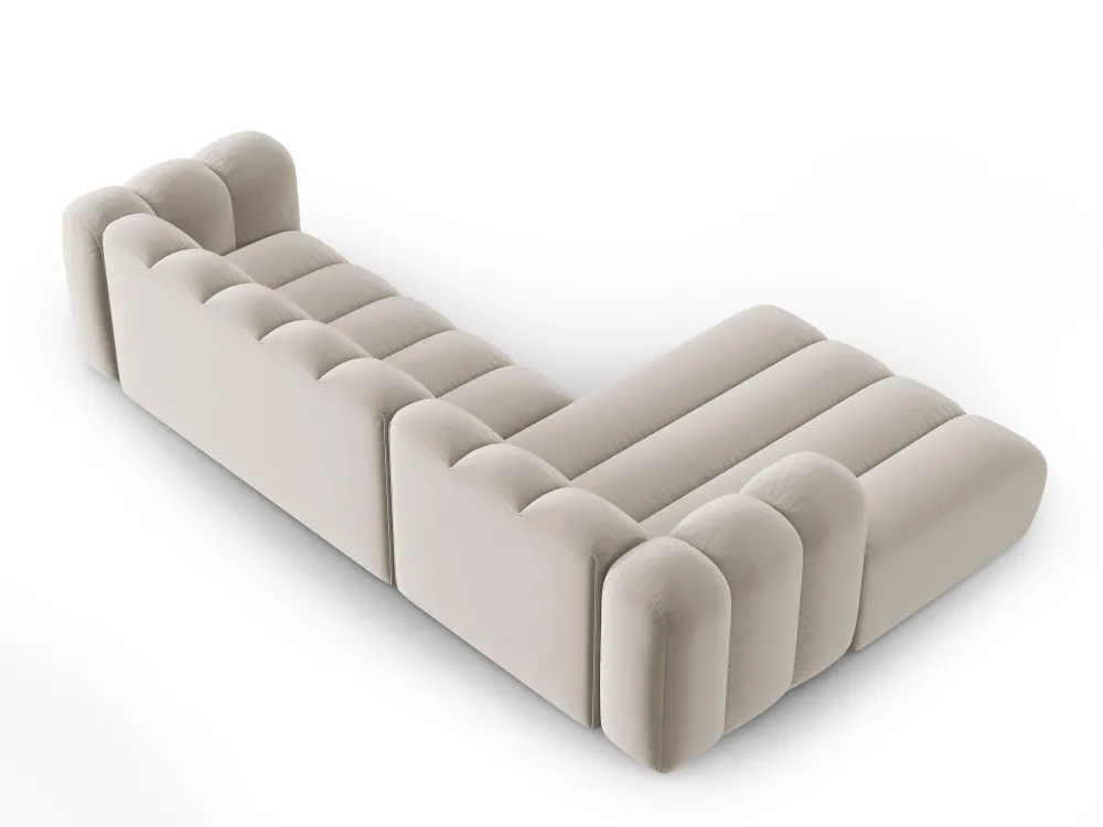 Sametový rohový gauč pro 4 osoby levý LUPINE béžový