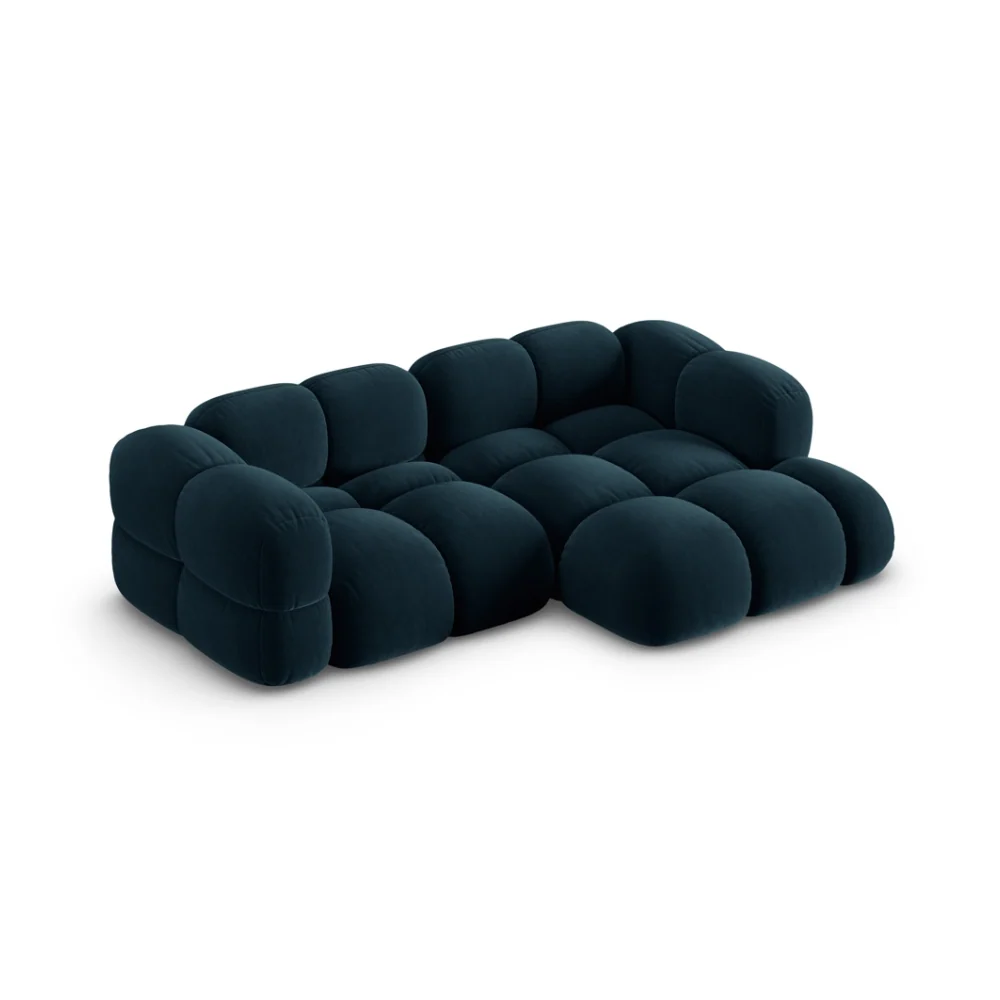 Sametový rohový gauč pro 3 osoby pravý LORETTO petrol
