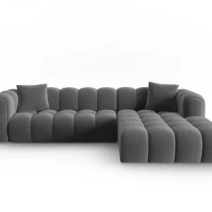 Šedý sametový rohový gauč pro 4 osoby pravý ASTRO