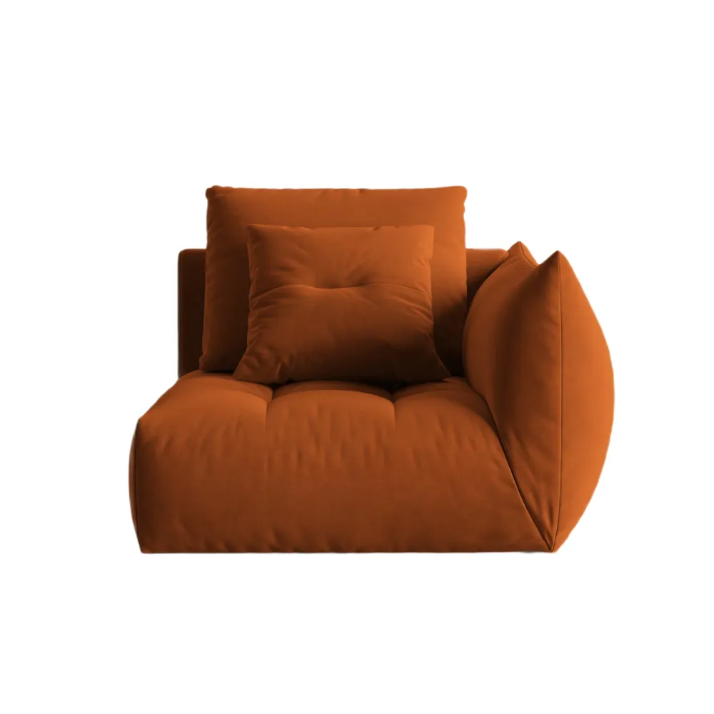 Sofá modulární sametová BLOOM - pravý prvek terracotta