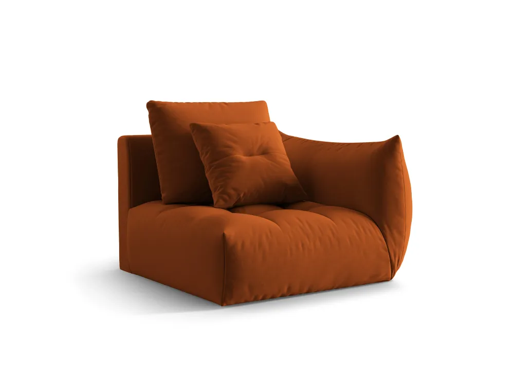 Sofá modulární sametová BLOOM - pravý prvek terracotta