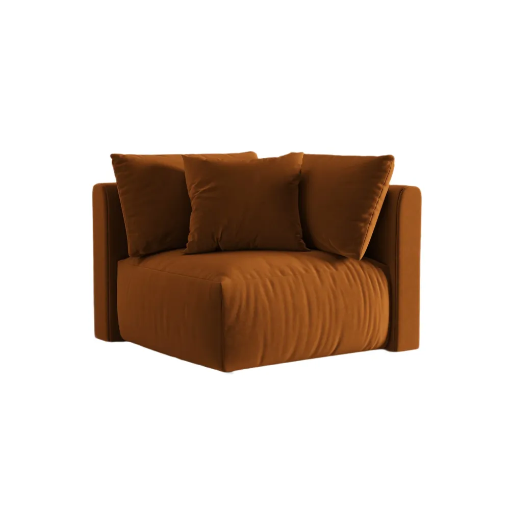 Sofá modulární sametová CHRIS - rohový prvek terracotta