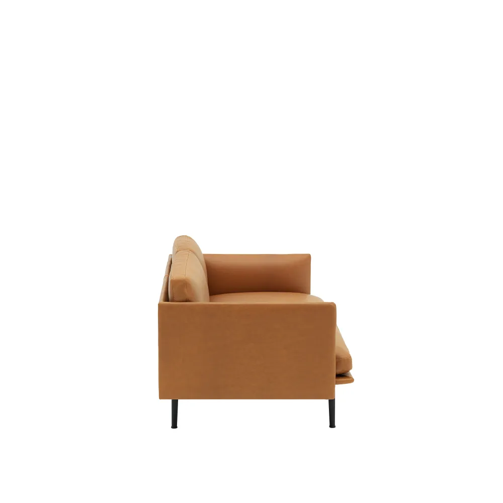 Sofa 2-osobová OUTLINE z koniakové kůže s černým podstavcem