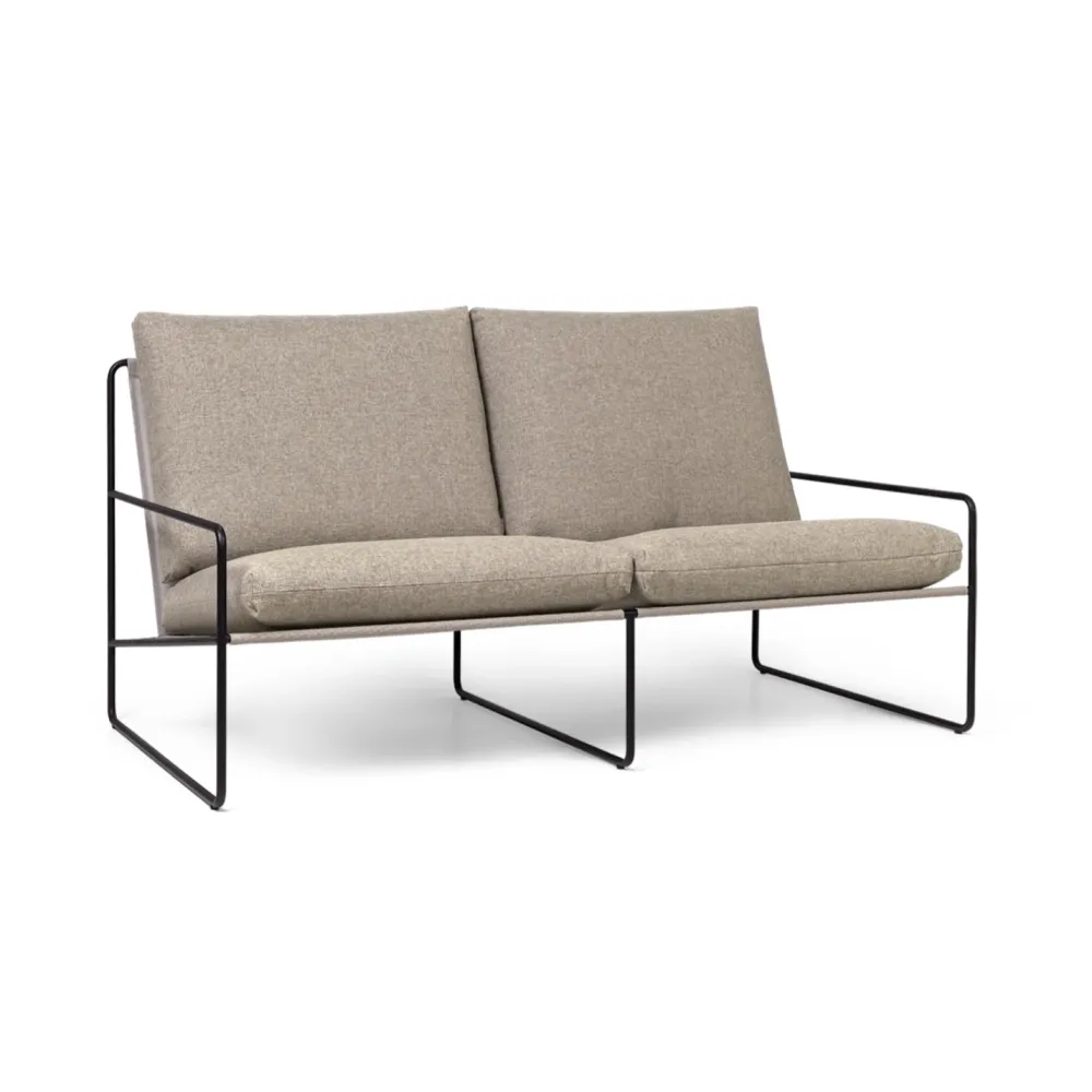 Sofa 2-osobová venkovní DESERT béžová s černým podstavcem